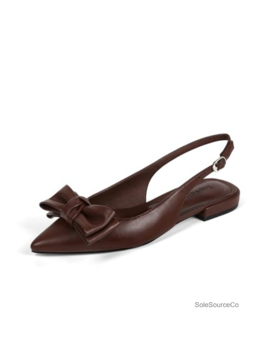 Womens Slingback Flats Pointed Toe Ballerina Shoes with Bow & Buckle | Work